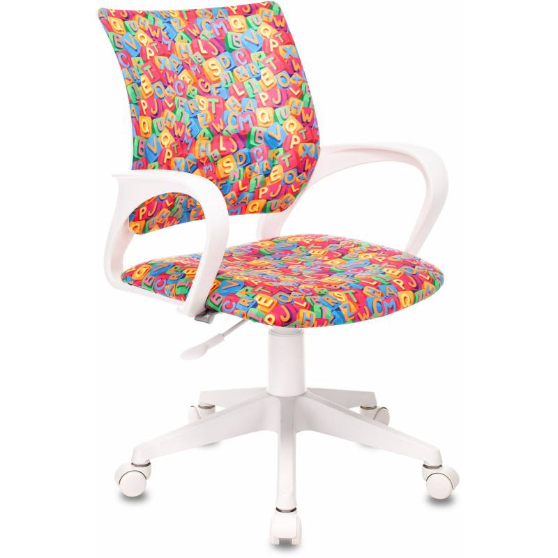 Кресло детское Бюрократ BUROKIDS 1 W мультиколор алфавит крестов. пластик пластик белый главное фото