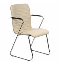 Кресло для приемных и переговорных  "Visit CF-101", хром, экокожа, бежевое