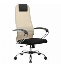 Кресло руководителя PREMIUM Ultimate EX-800 хром, плотная двойная сетка Х2, черное/бежевое