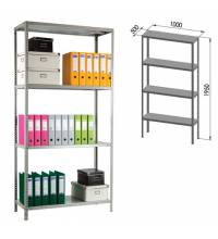 Стеллаж металлический ПРАКТИК "MS KD", сборная стойка, 1950х1000х500 мм, 4 полки, MS 200/100х50/4