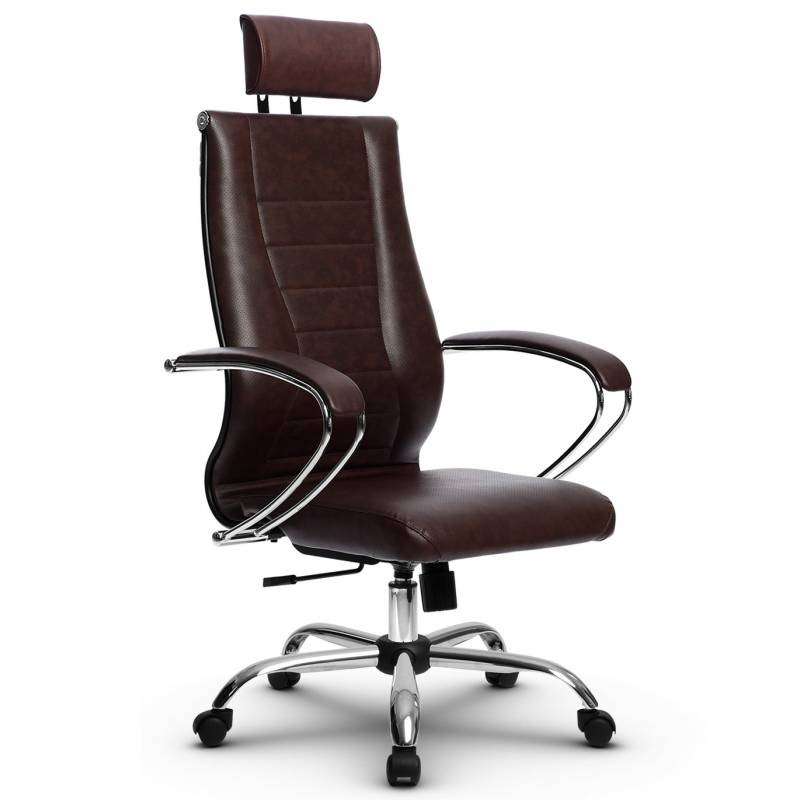 Эргономичное кресло руководителя Метта комплект 35 коричневая перфорированная кожа главное фото