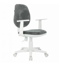 Кресло детское  "Fancy MG-201W", с подлокотниками, пластик белый, велюр, серое, 533010