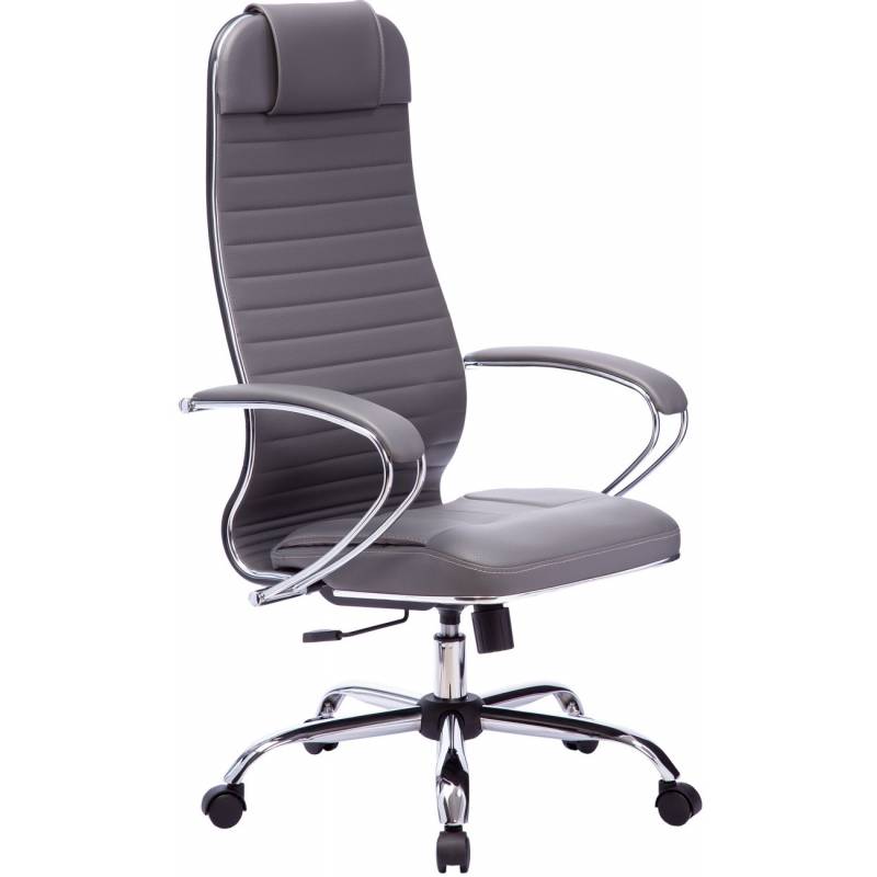 Эргономичное кресло руководителя Метта комплект 6 серая перфорированная кожа главное фото