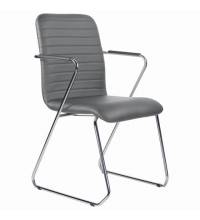 Кресло для приемных и переговорных  "Visit CF-101", хром, экокожа, темно-серое