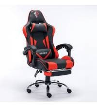 Игровое кресло  "Dexter GM-135", подножка, две подушки, экокожа, черное/красное, 532799