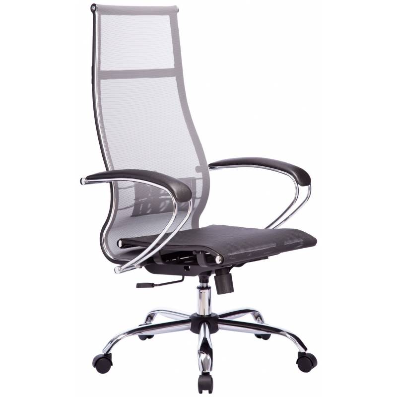 Кресло руководителя МЕТТА Комплект 7 хром серое (сетка) главное фото