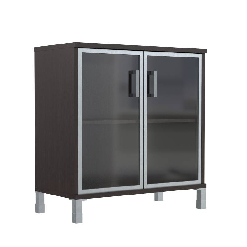 Шкаф низкий со стеклянными дверьми в AL-рамке B 410.4 Венге Магия 900х450х920  главное фото