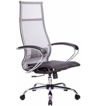 Кресло руководителя МЕТТА Комплект 7 хром серое (сетка)