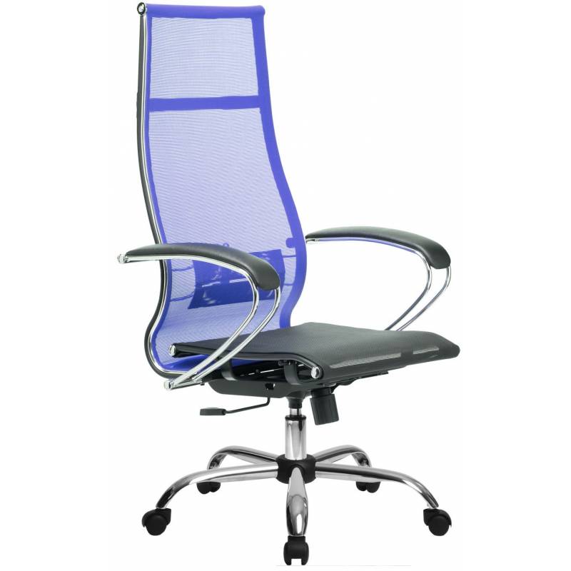 Кресло руководителя МЕТТА Комплект 7 хром синее (сетка) главное фото