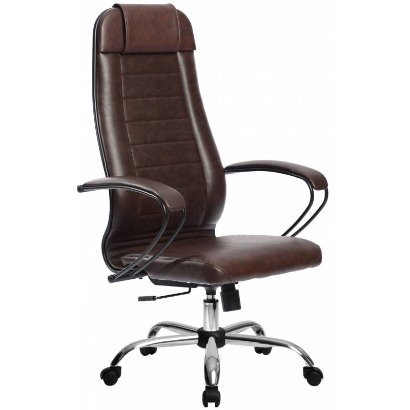 Кресло руководителя МЕТТА Комплект 28 Хром коричневое (перфорированная кожа) главное фото