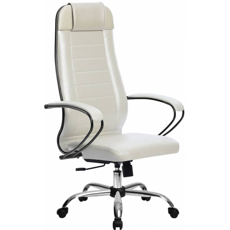 Кресло руководителя МЕТТА Комплект 28 Хром белый лебедь (перфорированная кожа) главное фото