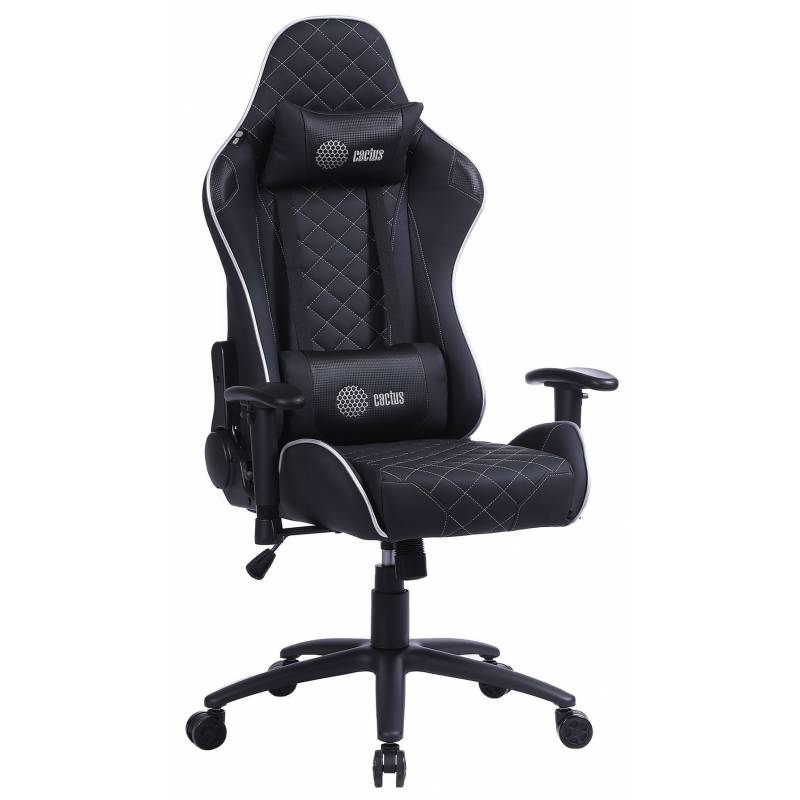 Кресло игровое Cactus CS-CHR-030BLS черный/серебристый эко.кожа с подголов. крестов. сталь главное фото