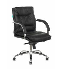 Кресло руководителя Бюрократ T-9927SL-LOW/BLACK низкая спинка черный кожа крестовина хром