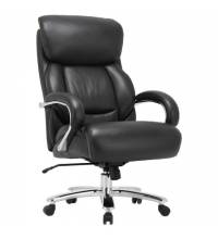 Кресло из натуральной кожи  PREMIUM "Pride HD-100", НАГРУЗКА до 250 кг, черное