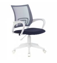 Кресло BRABIX Fly MG-396W, с подлокотниками, пластик белый, сетка, темно-серое, 532400, MG-396W_532400