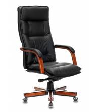 Кресло руководителя Бюрократ T-9927WALNUT/BLACK черный кожа крестовина дерево