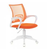 Кресло  "Fly MG-396W", с подлокотниками, пластик белый, сетка, оранжевое, 532401, MG-396W_532401