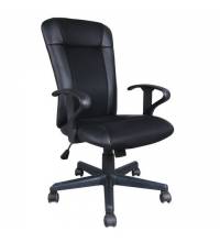 Кресло  "Optima MG-370", с подлокотниками, экокожа/ткань, черное, 531580