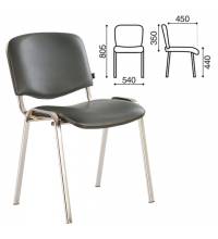 Стул для персонала и посетителей  "Iso CF-001", хромированный каркас, кожзам серый