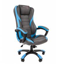 Игровое кресло Chairman game 22 Россия экопремиум серый/голубой