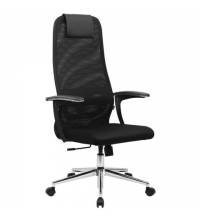 Кресло  PREMIUM "Ultimate EX-801" хром, плотная двойная сетка Х2, черное