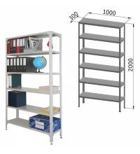 Стеллаж металлический "УНИВЕРСАЛ", 2000х1000х300 мм, УСИЛЕННЫЕ СТОЙКИ, 6 полок, регулируемые опоры, 290144