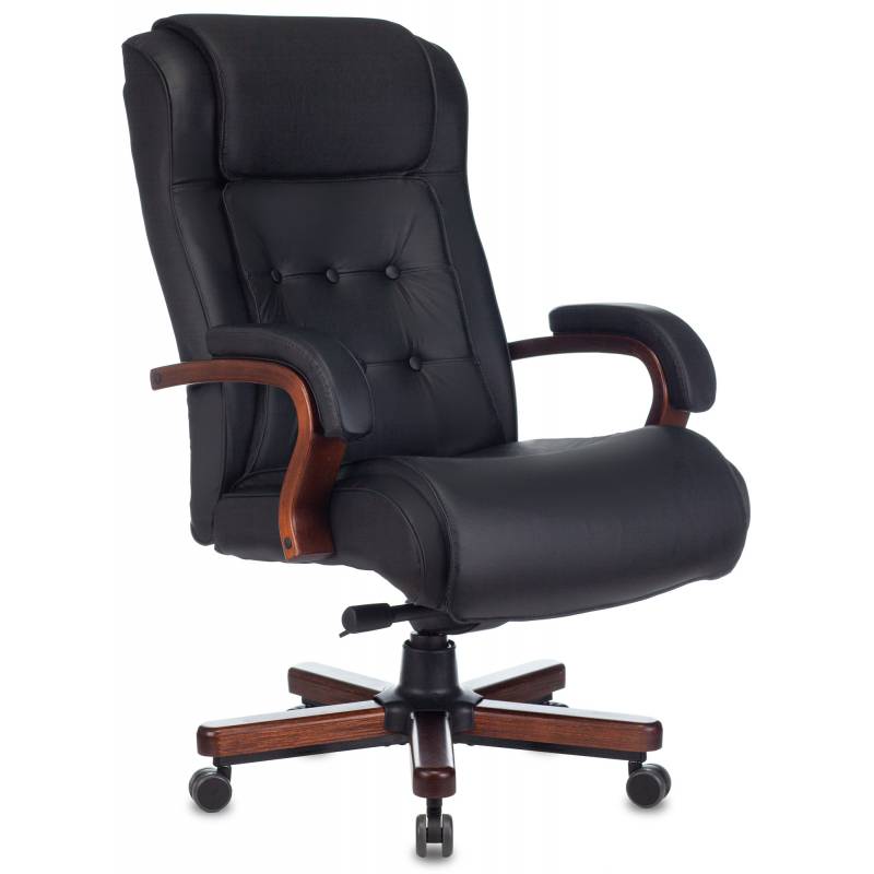 Кресло руководителя Бюрократ T-9926WALNUT черный кожа крестов. металл/дерево главное фото