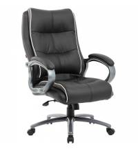 Кресло руководителя PREMIUM Strong HD-009, НАГРУЗКА до 200 кг, экокожа черная, ткань серая