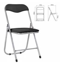 Стул складной для дома и офиса РС04, серебристый каркас, кожзам черный