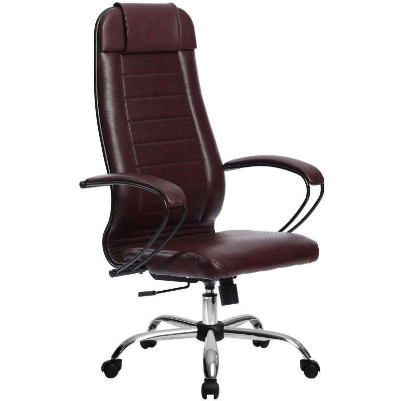 Кресло руководителя МЕТТА Комплект 28 Хром бордовое (перфорированная кожа) главное фото
