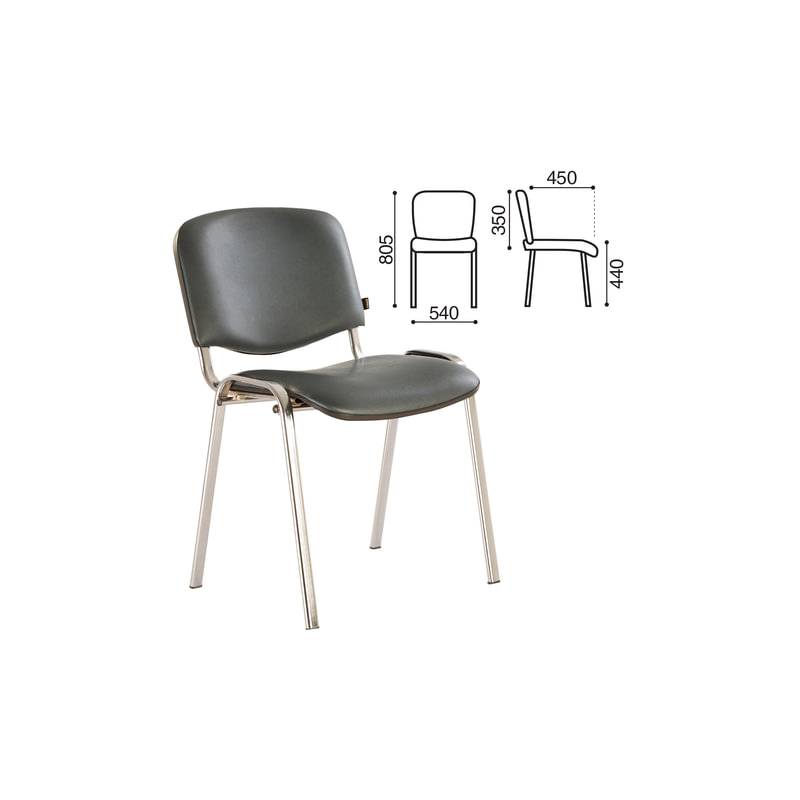 Стул для персонала и посетителей  "Iso CF-001", хромированный каркас, кожзам серый главное фото