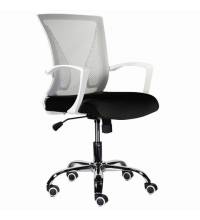 Кресло  "Wings MG-306", пластик белый, хром, сетка, серое/черное, 532010