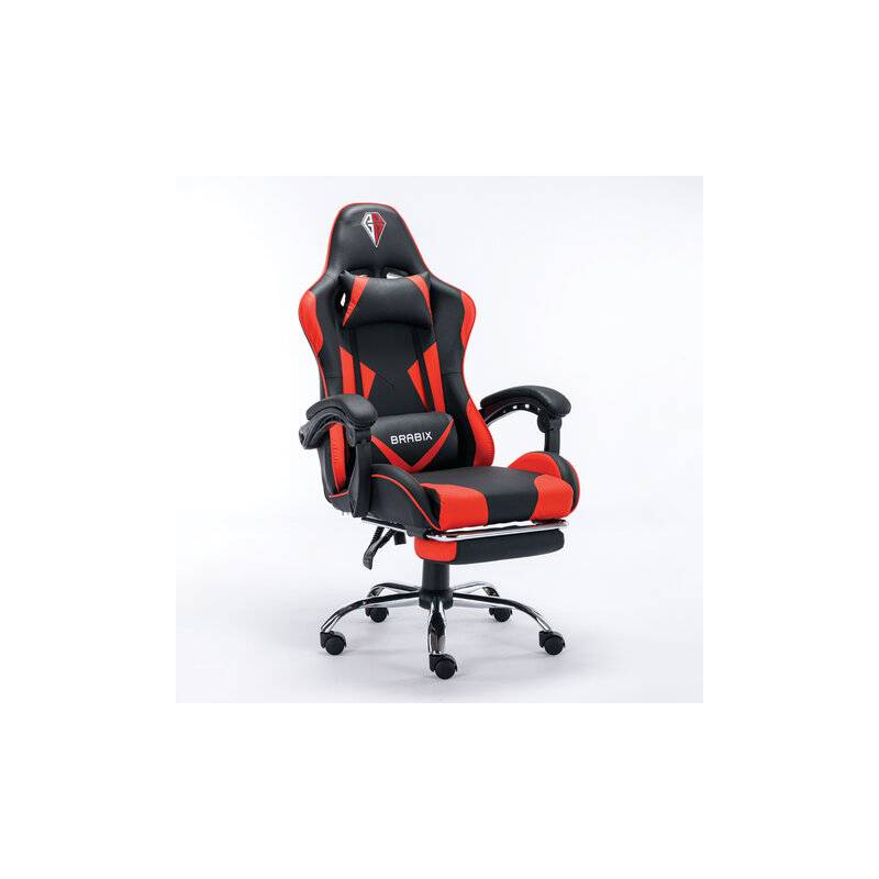 Игровое кресло  "Dexter GM-135", подножка, две подушки, экокожа, черное/красное, 532799 главное фото