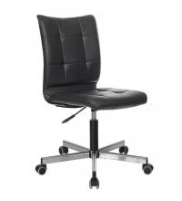 Кресло  "Stream MG-314", без подлокотников, пятилучие серебристое, экокожа, черное, 532077