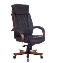 Кресло руководителя Бюрократ T-9924WALNUT черный кожа с подголов. крестовина металл/дерево