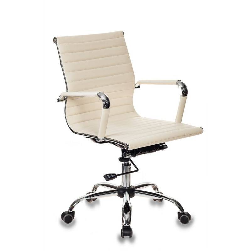 Кресло руководителя Бюрократ CH-883-LOW/IVORY низкая спинка слоновая кость искусственная кожа крестовина хром главное фото