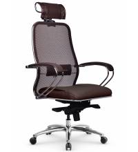 Кресло Samurai SL-2.04 (коричневая кожа/коричневая ткань-сетка)