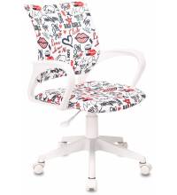 Кресло детское Бюрократ BUROKIDS 1 W мультиколор красные губы крестов. пластик пластик белый