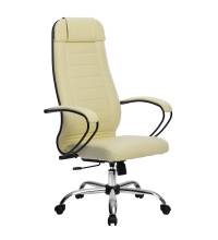 Кресло руководителя МЕТТА Комплект 28 Хром бежевое (перфорированная кожа)