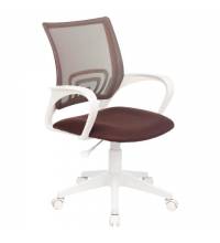 Кресло  "Fly MG-396W", с подлокотниками, пластик белый, сетка, коричневое, 532398, MG-396W_532398